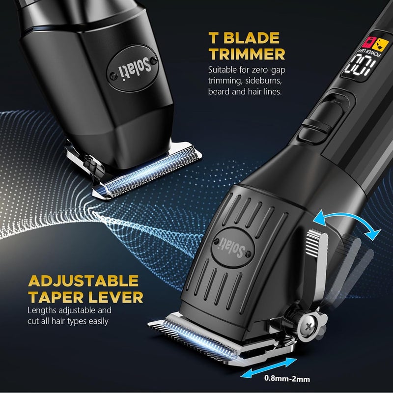 Solati Professional Hair Clippers for Men Cordless Trimmers Kit with LED Display Electric Beard Trimmer for Kid Cordless Beards Trimmer Haircut Grooming Kit Gift for Men Women Barber Kids (Black) - Image 5